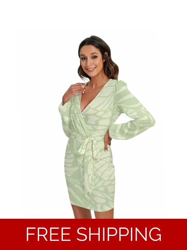 Motiff Long Sleeve Dress with Waist Belt